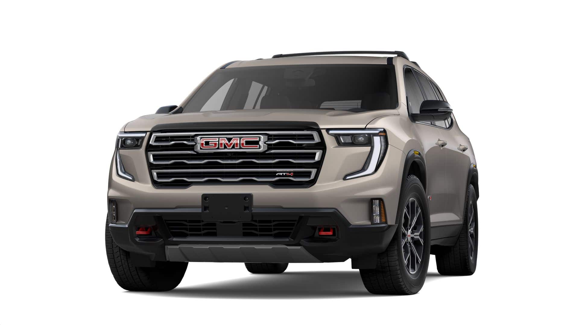 2026 GMC Acadia AT4 in Riverstone Metallic — front three-quarter view