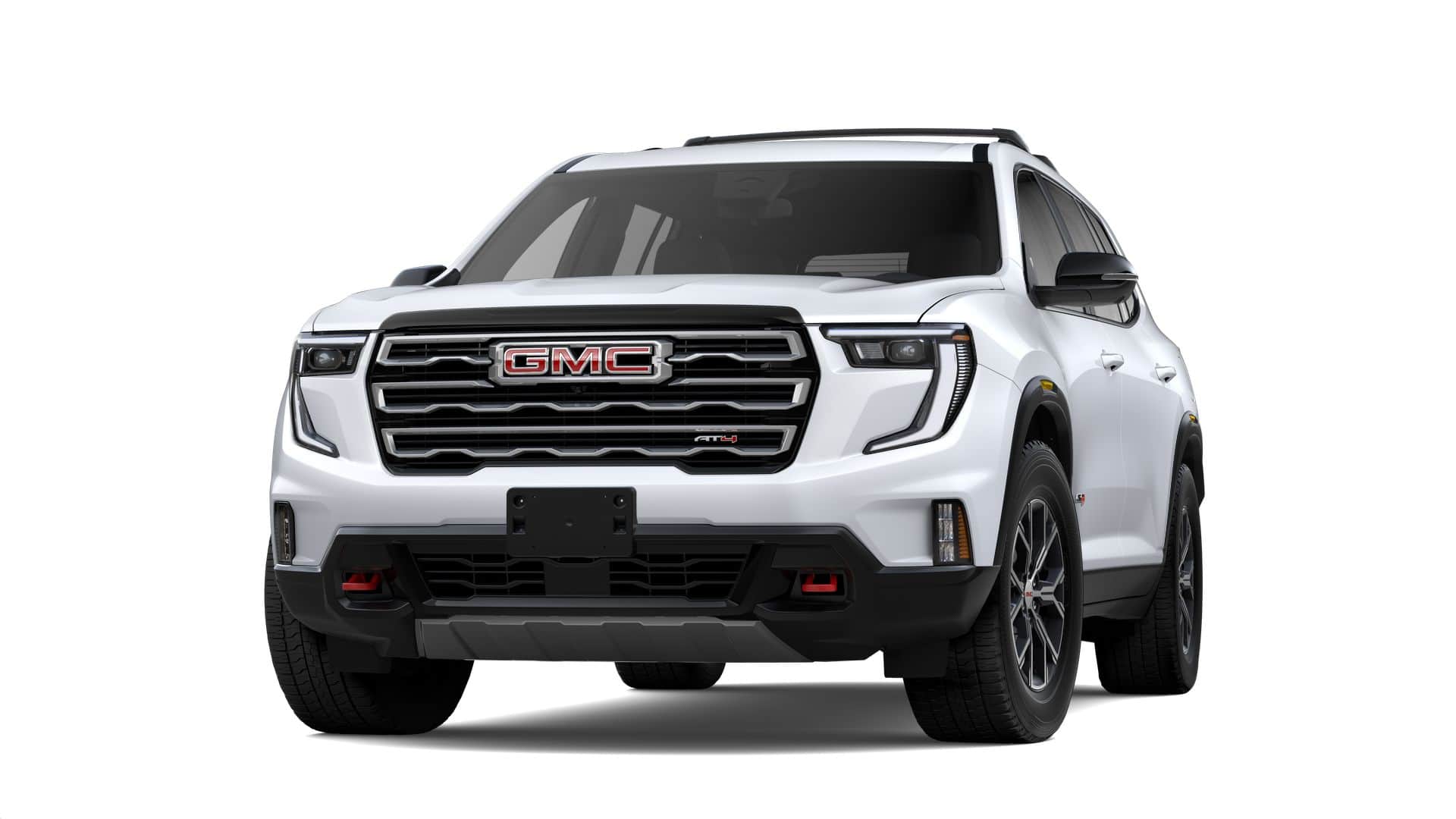 2026 GMC Acadia AT4 in Glacier White Tricoat — front three-quarter view