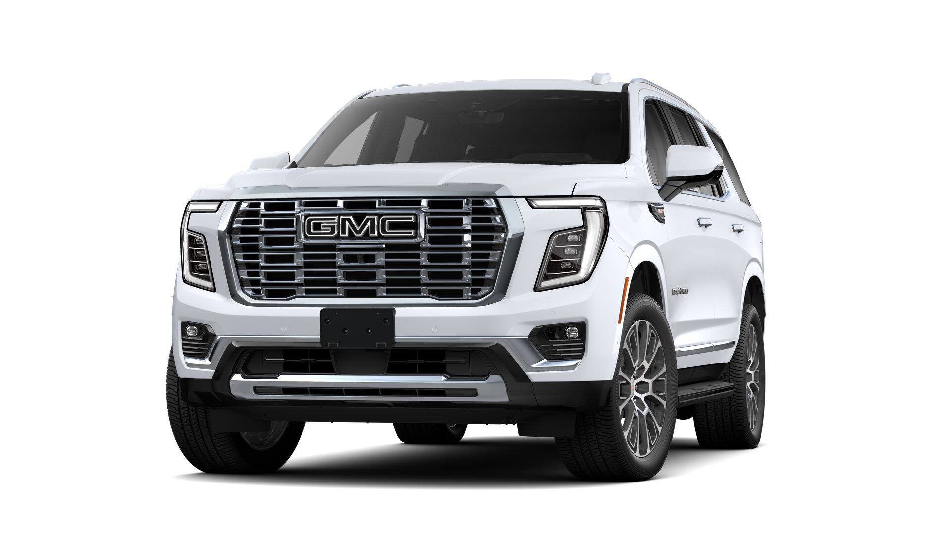 2026 GMC Yukon Denali in Glacier White Tricoat — front three-quarter view
