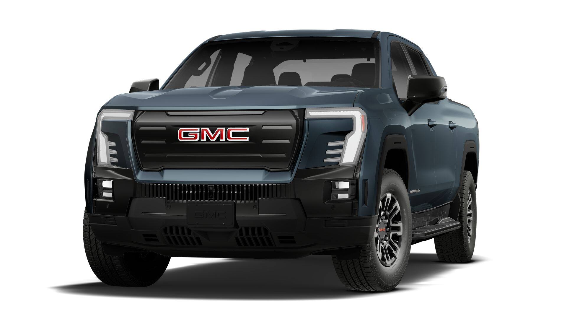 2026 GMC Sierra EV Elevation Standard Range in Deep Ocean Metallic — front three-quarter view