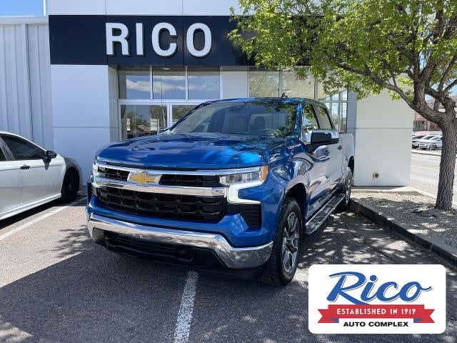 2023 Chevrolet Silverado 1500 LT in Glacier Blue Metallic — front three-quarter view